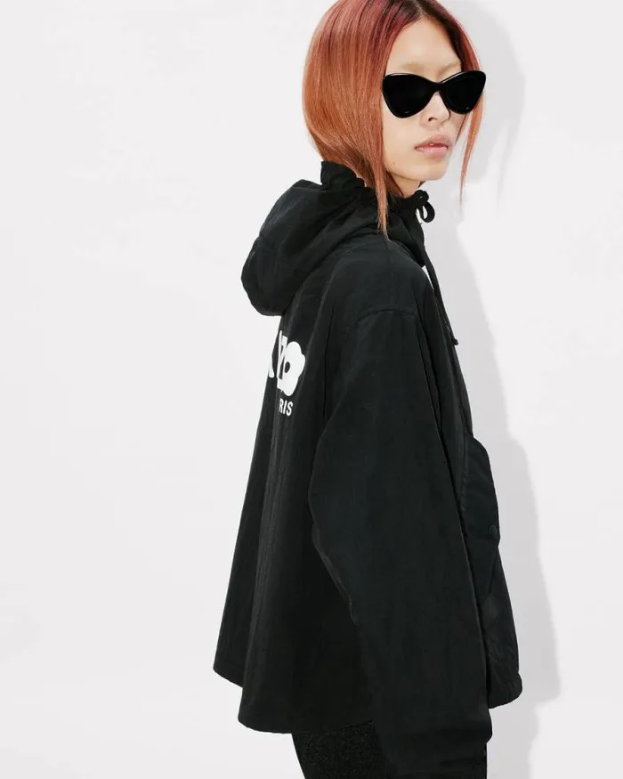Women 039Boke Flower 20039 Windbreaker Black Kenzo Jackets And Coats