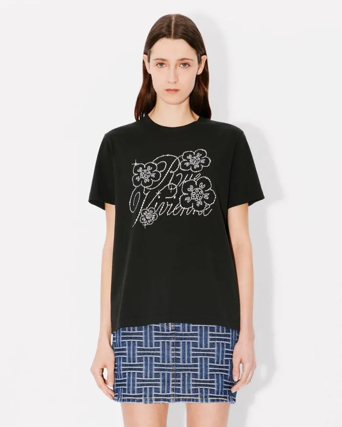 Women 039KENZO Constellation039 Loose Tshirt In Cotton Black Kenzo Tshirts And Polos