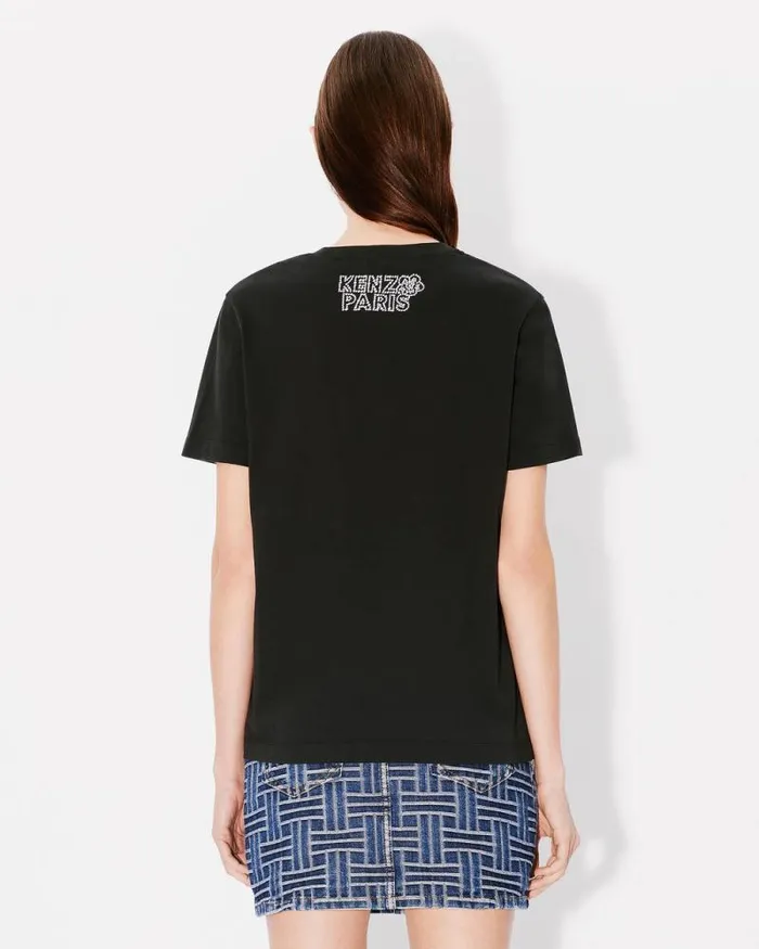 Women 039KENZO Constellation039 Loose Tshirt In Cotton Black Kenzo Tshirts And Polos