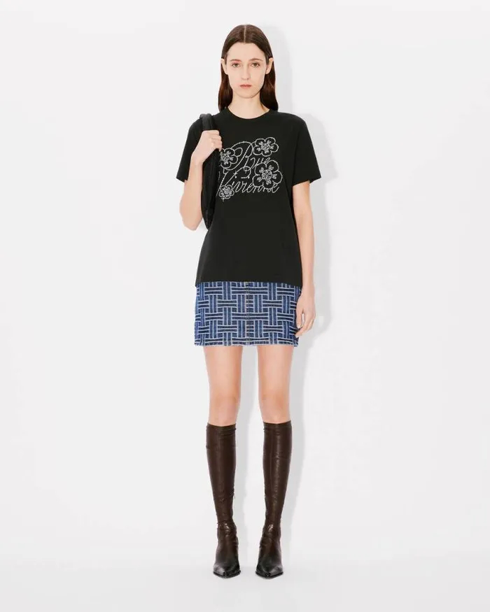 Women 039KENZO Constellation039 Loose Tshirt In Cotton Black Kenzo Tshirts And Polos
