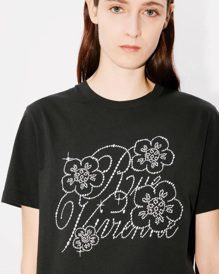 Women 039KENZO Constellation039 Loose Tshirt In Cotton Black Kenzo Tshirts And Polos