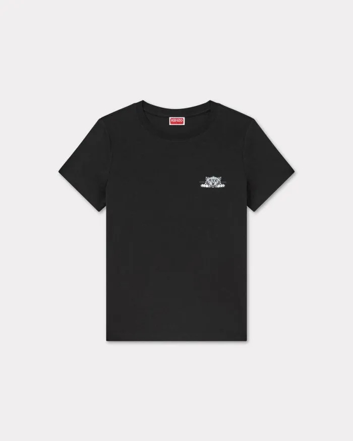 Women 039KENZO Happy Tiger039 Tshirt In Cotton Black Kenzo Tshirts And Polos