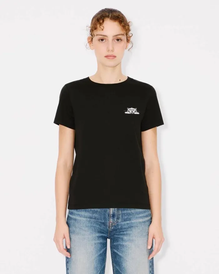 Women 039KENZO Happy Tiger039 Tshirt In Cotton Black Kenzo Tshirts And Polos