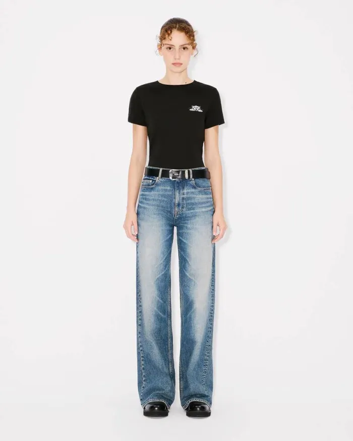 Women 039KENZO Happy Tiger039 Tshirt In Cotton Black Kenzo Tshirts And Polos