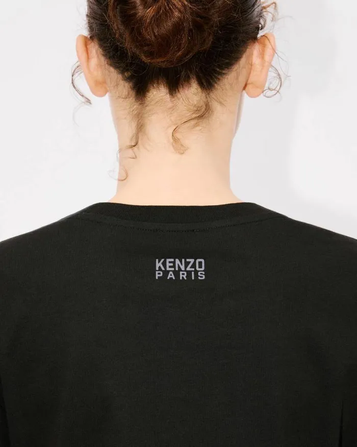 Women 039KENZO Happy Tiger039 Tshirt In Cotton Black Kenzo Tshirts And Polos