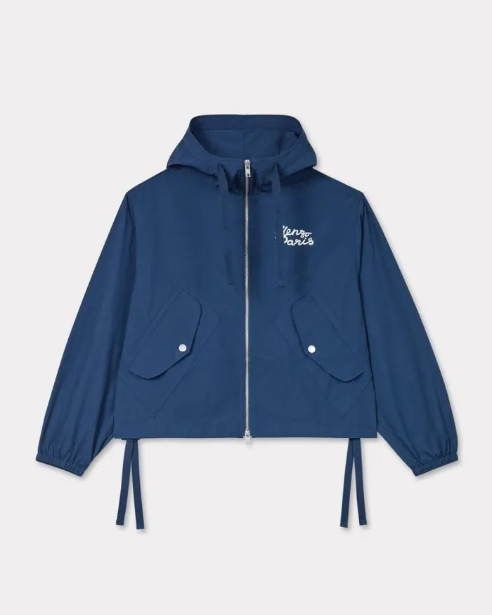 Women 039KENZO Jungle Heart039 Embroidered Windbreaker Midnight Blue Kenzo Jackets And Coats Women 039KENZO Jungle Heart039 Embroidered Windbreaker Midnight Blue Kenzo Jackets And Coats