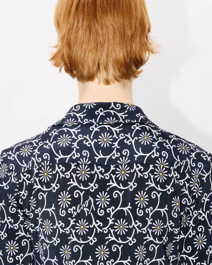 Women 039KENZO Marguerite039 Allover Shirt Blue Black Kenzo Shirts And Tops