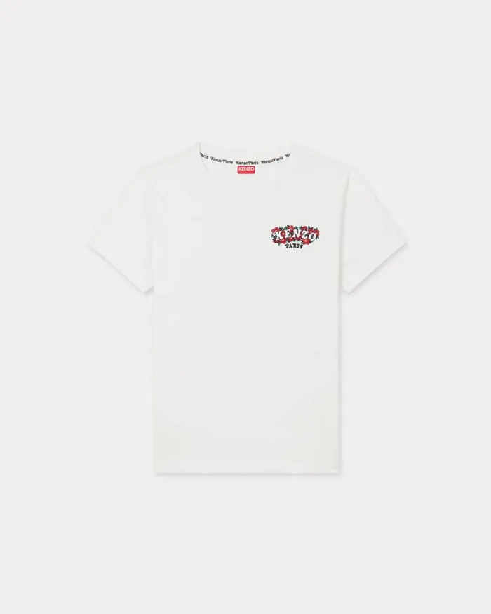 Women 039KENZO VERDY MARKET039 Embroidered Cotton Tshirt Off White Kenzo Tshirts And Polos
