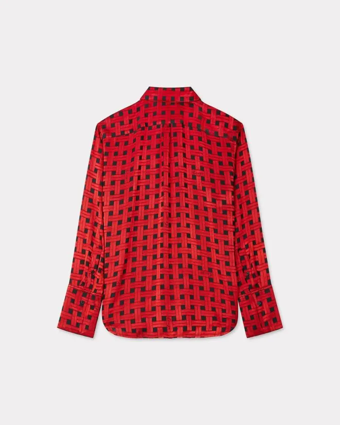 Women 039KENZO Weave039 Oversized Shirt Cherry Kenzo Shirts And Tops