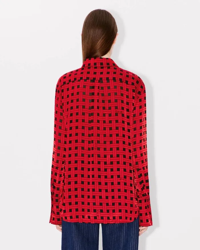 Women 039KENZO Weave039 Oversized Shirt Cherry Kenzo Shirts And Tops
