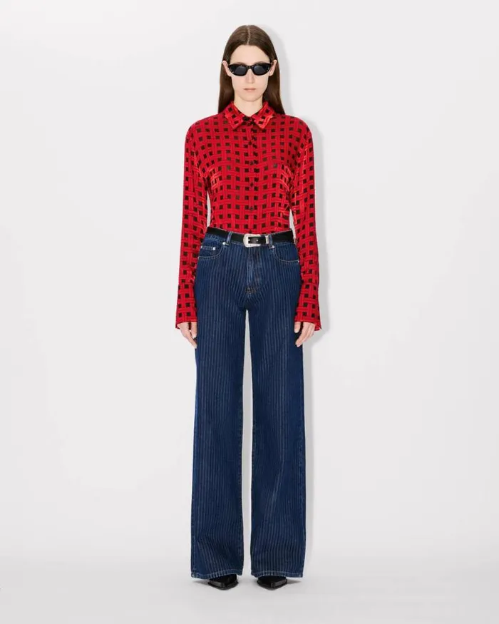 Women 039KENZO Weave039 Oversized Shirt Cherry Kenzo Shirts And Tops