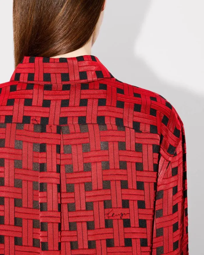 Women 039KENZO Weave039 Oversized Shirt Cherry Kenzo Shirts And Tops