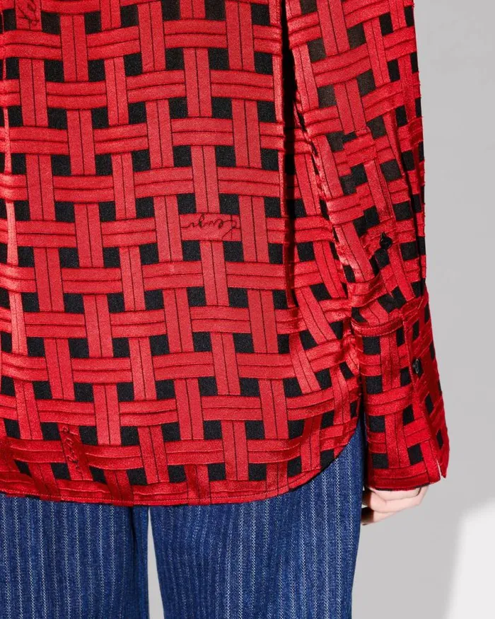 Women 039KENZO Weave039 Oversized Shirt Cherry Kenzo Shirts And Tops