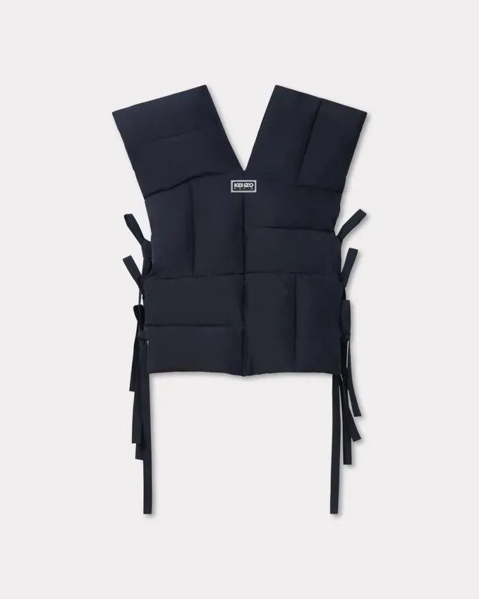 Women 039KENZO Weave039 Sleeveless Puffer Jacket Black Kenzo Jackets And Coats