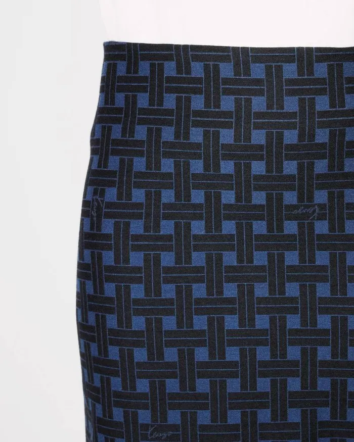 Women 039KENZO Weave039 Straight Midi Skirt Midnight Blue Kenzo Dresses And Skirts