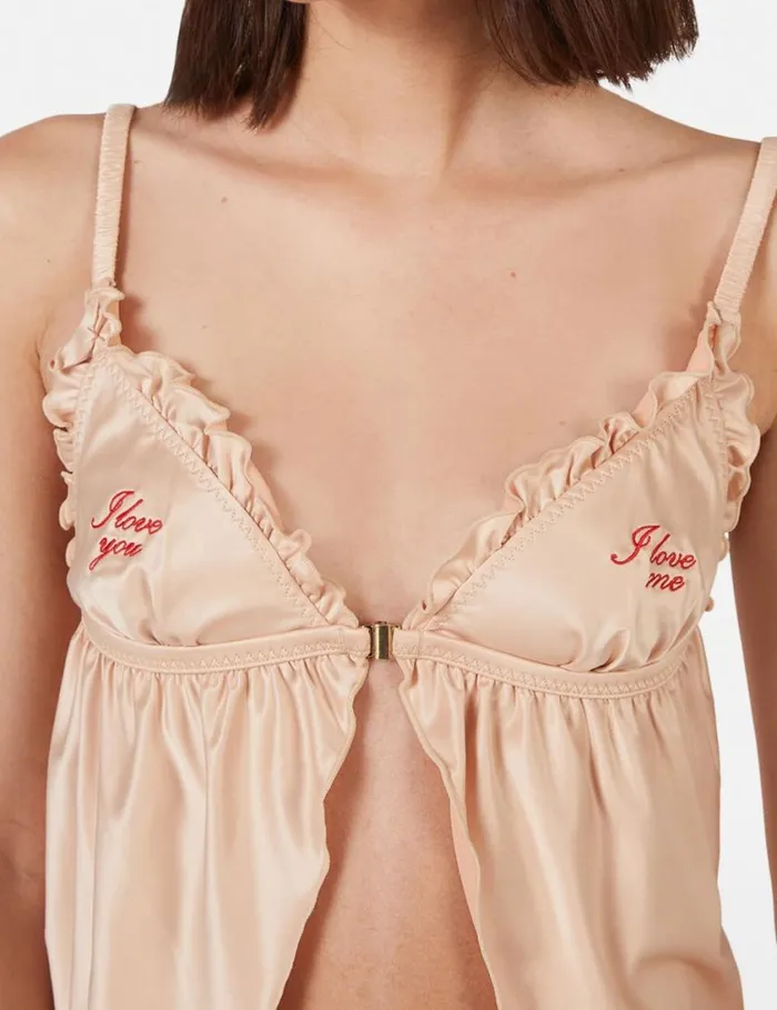 Women 039Love You039 Embroidery Satin Flounce Camisole Champagne Stella McCartney Lingerie And Sleepwear Women 039Love You039 Embroidery Satin Flounce Camisole Champagne Stella McCartney Lingerie And Sleepwear