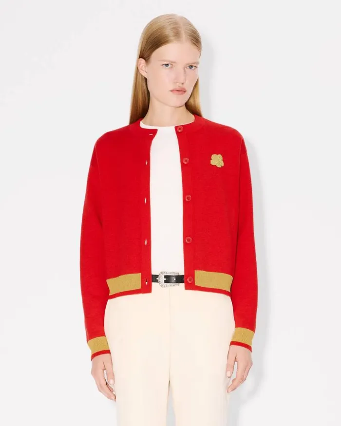 Women 039Lunar New Year039 Cardigan In Wool And Cotton Cherry Kenzo Sweaters And Cardigans
