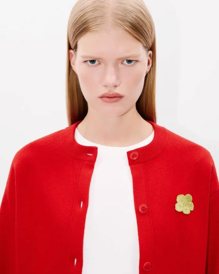 Women 039Lunar New Year039 Cardigan In Wool And Cotton Cherry Kenzo Sweaters And Cardigans
