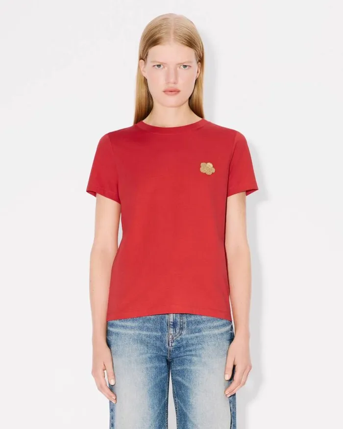 Women 039Lunar New Year039 Embroidered Cotton Tshirt Cherry Kenzo Tshirts And Polos