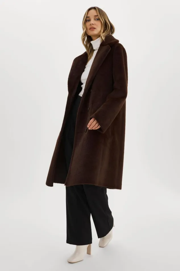 Women ABIGAIL Faux Shearling Reversible Coat Mahogany LAMARQUE Sherpa Women ABIGAIL Faux Shearling Reversible Coat Mahogany LAMARQUE Sherpa