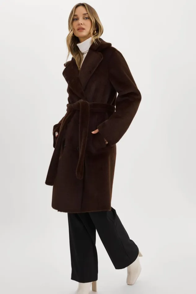 Women ABIGAIL Faux Shearling Reversible Coat Mahogany LAMARQUE Sherpa Women ABIGAIL Faux Shearling Reversible Coat Mahogany LAMARQUE Sherpa