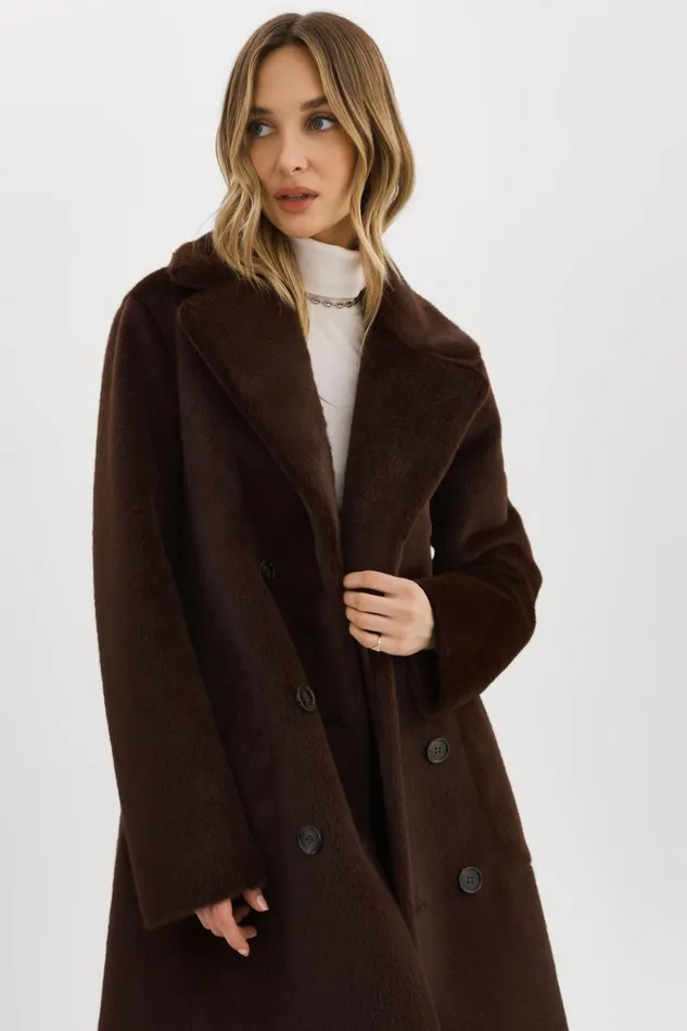 Women ABIGAIL Faux Shearling Reversible Coat Mahogany LAMARQUE Sherpa Women ABIGAIL Faux Shearling Reversible Coat Mahogany LAMARQUE Sherpa