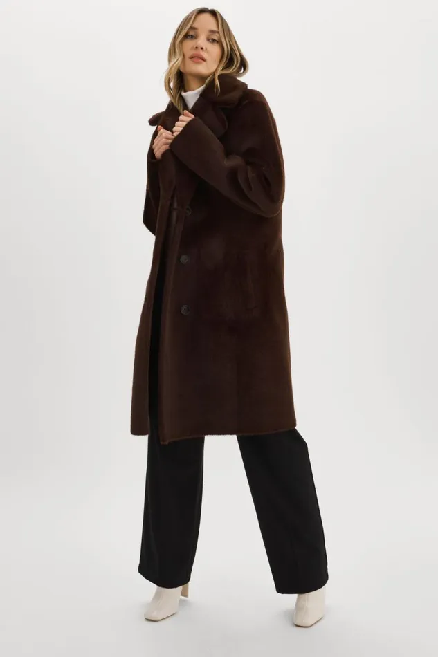 Women ABIGAIL Faux Shearling Reversible Coat Mahogany LAMARQUE Sherpa Women ABIGAIL Faux Shearling Reversible Coat Mahogany LAMARQUE Sherpa