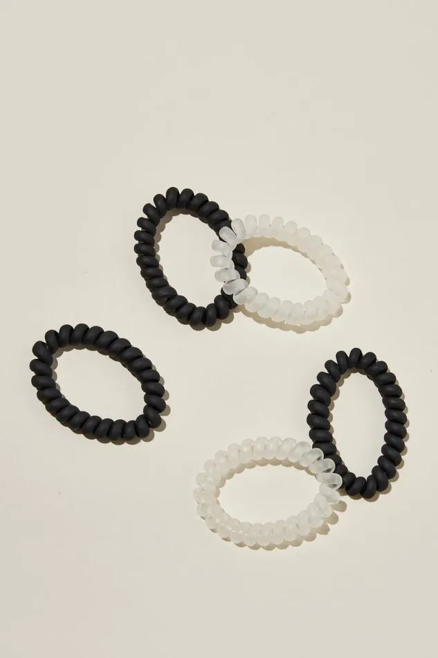 Women Active Accessories Cotton On Coil Hair Ties 5Pk Blackclear