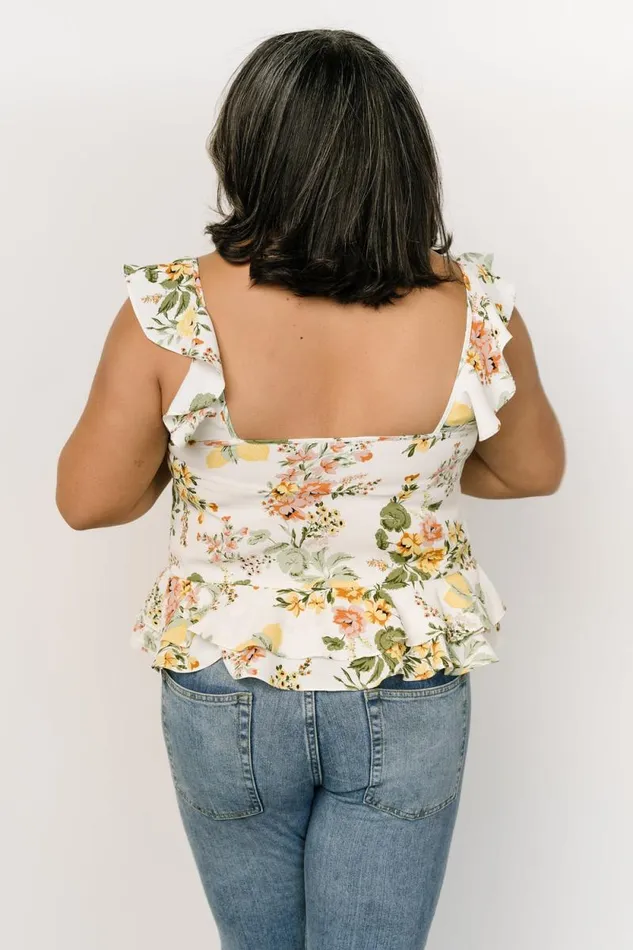 Women Addie Ruffle Tank Top Multi Floral Baltic Born Blouses and Shirts