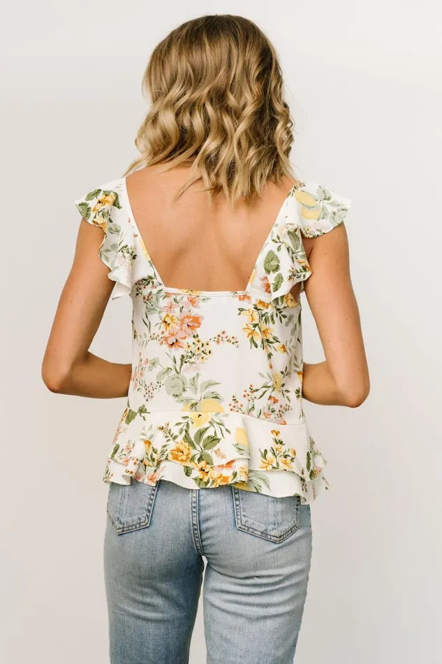 Women Addie Ruffle Tank Top Multi Floral Baltic Born Blouses and Shirts