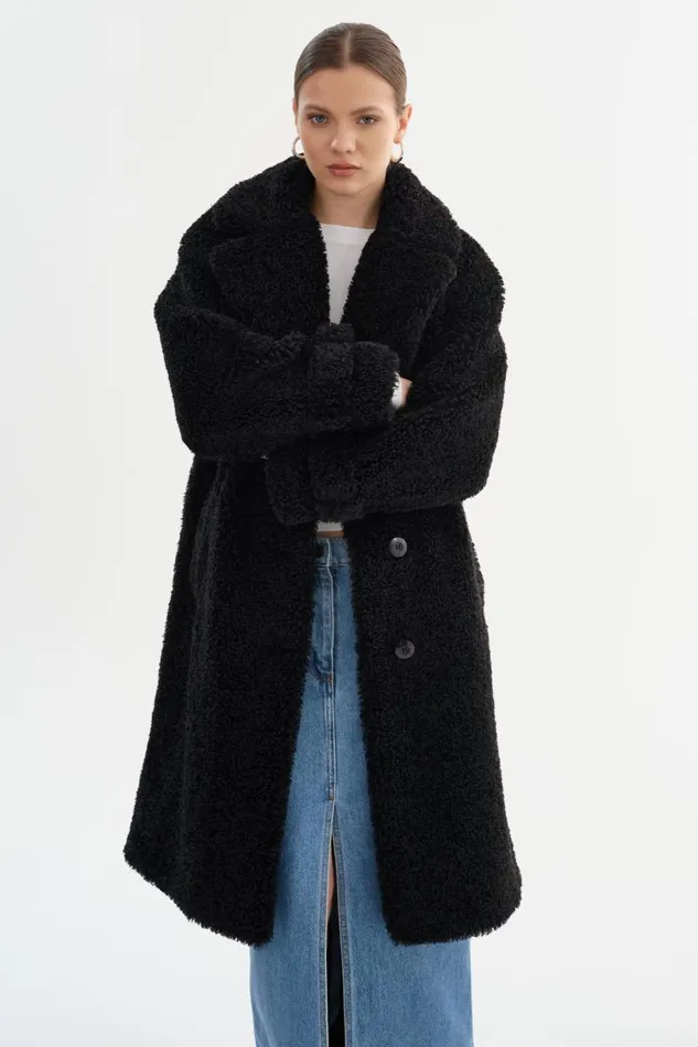 Women ADINA Sherpa Coat Black LAMARQUE Sherpa Women ADINA Sherpa Coat Black LAMARQUE Sherpa