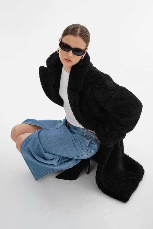 Women ADINA Sherpa Coat Black LAMARQUE Sherpa Women ADINA Sherpa Coat Black LAMARQUE Sherpa