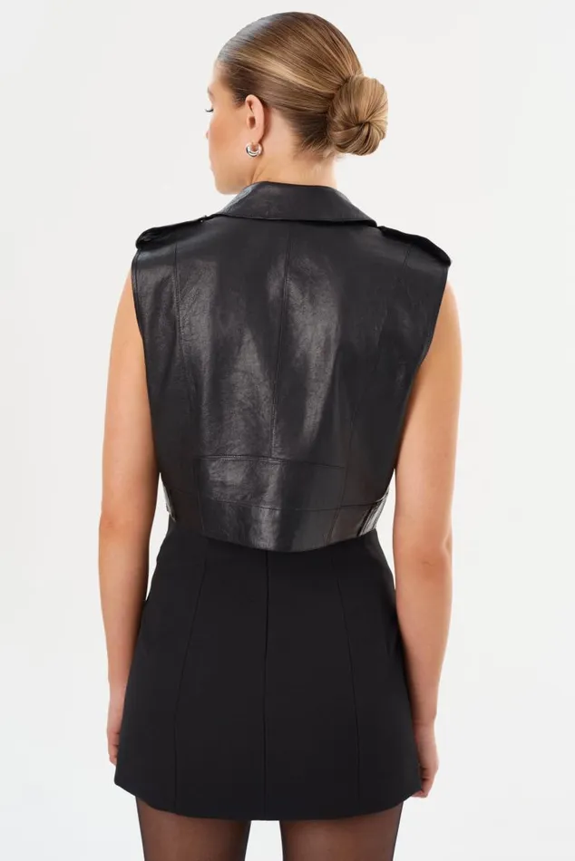 Women AMALIA Leather Biker Vest Black LAMARQUE Leather Jackets Women AMALIA Leather Biker Vest Black LAMARQUE Leather Jackets