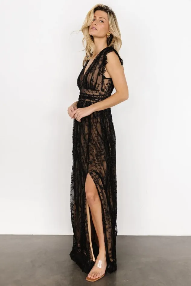 Women Arlene Shimmer Gown Black Nude Baltic Born Embellished and Sequined Women Arlene Shimmer Gown Black Nude Baltic Born Embellished and Sequined