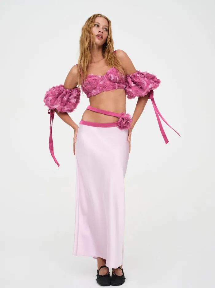 Women Autumn Crop Top Pink For Love and Lemons Tops