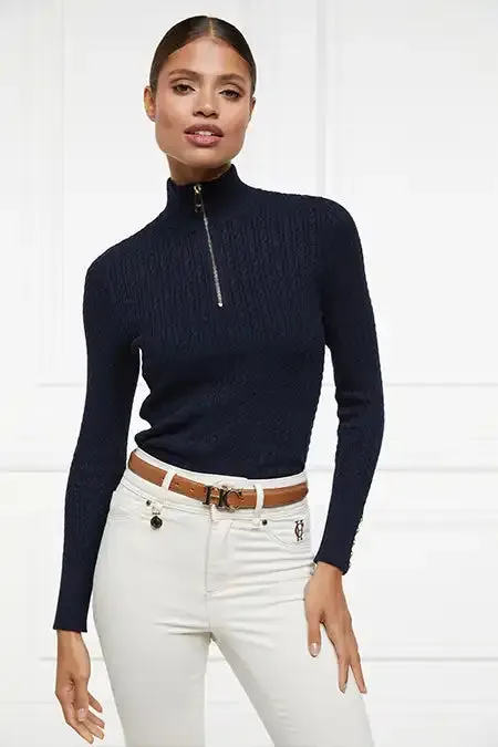 Women Ava Quarter Zip Knit Ink Navy Holland Cooper Knitwear Women Ava Quarter Zip Knit Ink Navy Holland Cooper Knitwear