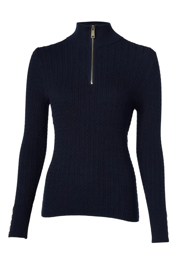 Women Ava Quarter Zip Knit Ink Navy Holland Cooper Knitwear Women Ava Quarter Zip Knit Ink Navy Holland Cooper Knitwear