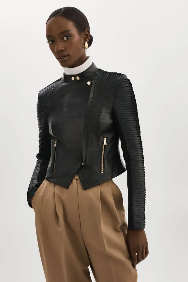 Women AZRA GOLD Leather Biker Jacket Black LAMARQUE Leather Jackets Women AZRA GOLD Leather Biker Jacket Black LAMARQUE Leather Jackets