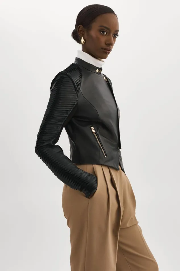 Women AZRA GOLD Leather Biker Jacket Black LAMARQUE Leather Jackets Women AZRA GOLD Leather Biker Jacket Black LAMARQUE Leather Jackets