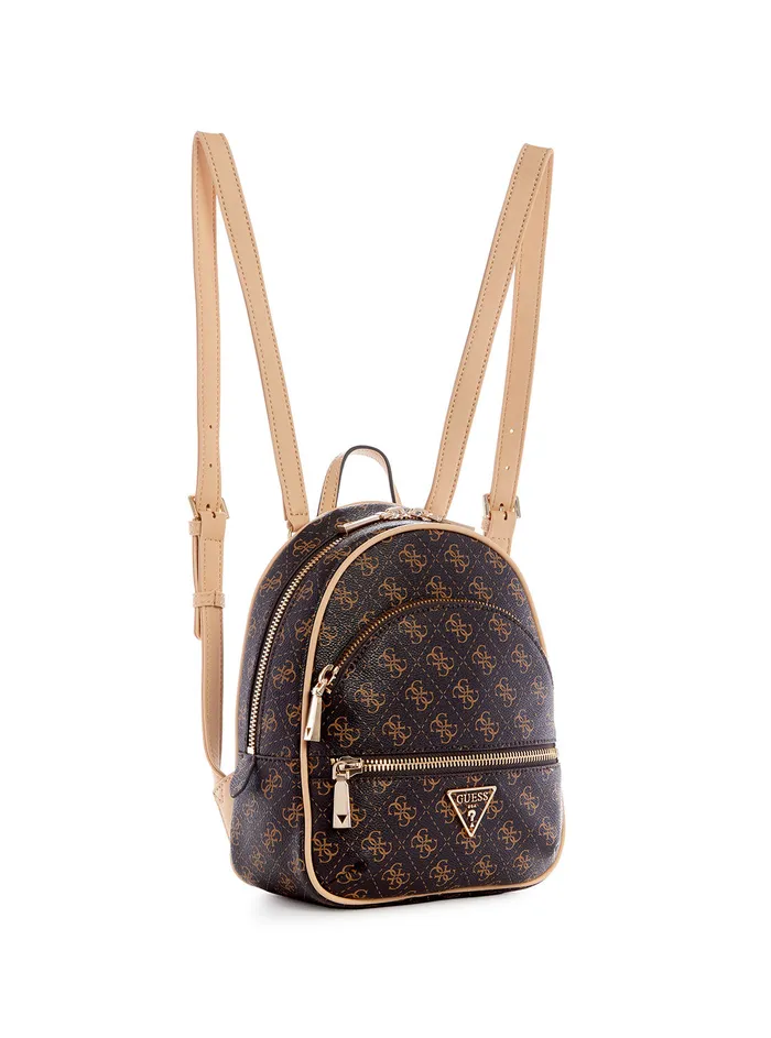 Women Backpacks GUESS Brown Logo Manhattan Backpack