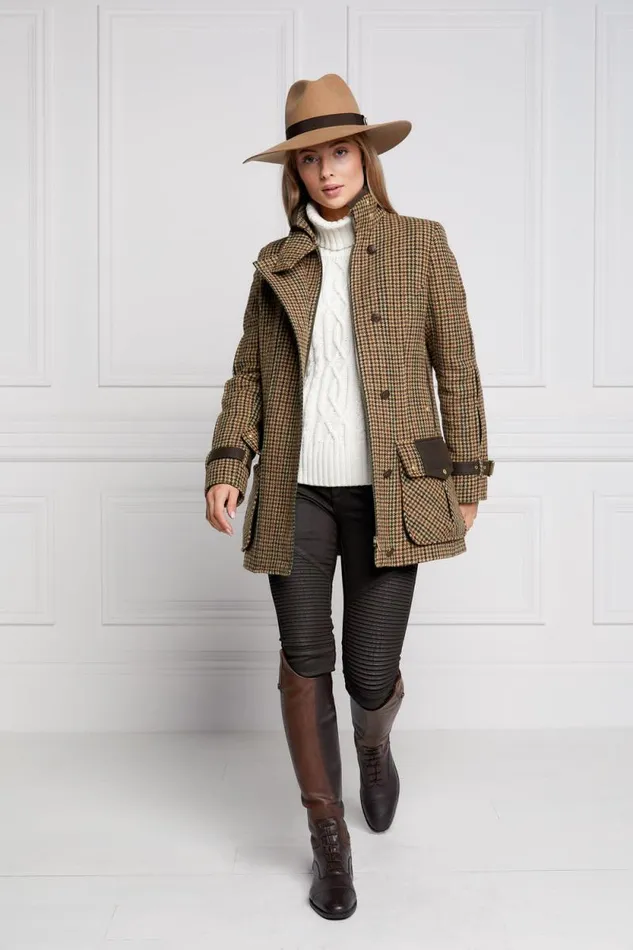 Women Balmoral Field Coat Hailes Green Tweed Holland Cooper Coats