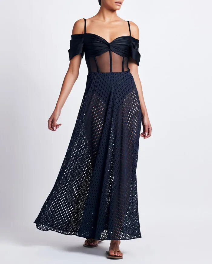 Women Beach Dresses PatBO CORSET NETTED MAXI DRESS FINAL SALE Black