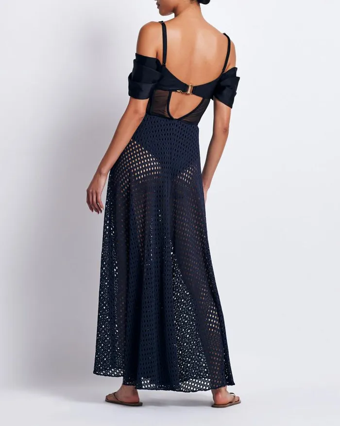 Women Beach Dresses PatBO CORSET NETTED MAXI DRESS FINAL SALE Black