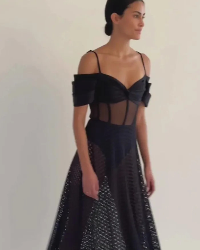 Women Beach Dresses PatBO CORSET NETTED MAXI DRESS FINAL SALE Black