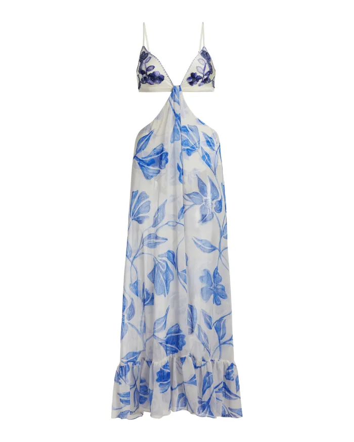 Women Beach Dresses PatBO Nightflower Embroidered Beach Dress FINAL SALE White