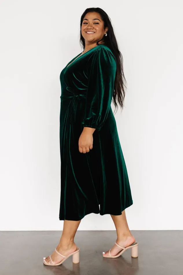 Women Beckinsale Velvet Wrap Dress Dark Green Baltic Born Midi Dresses Women Beckinsale Velvet Wrap Dress Dark Green Baltic Born Midi Dresses