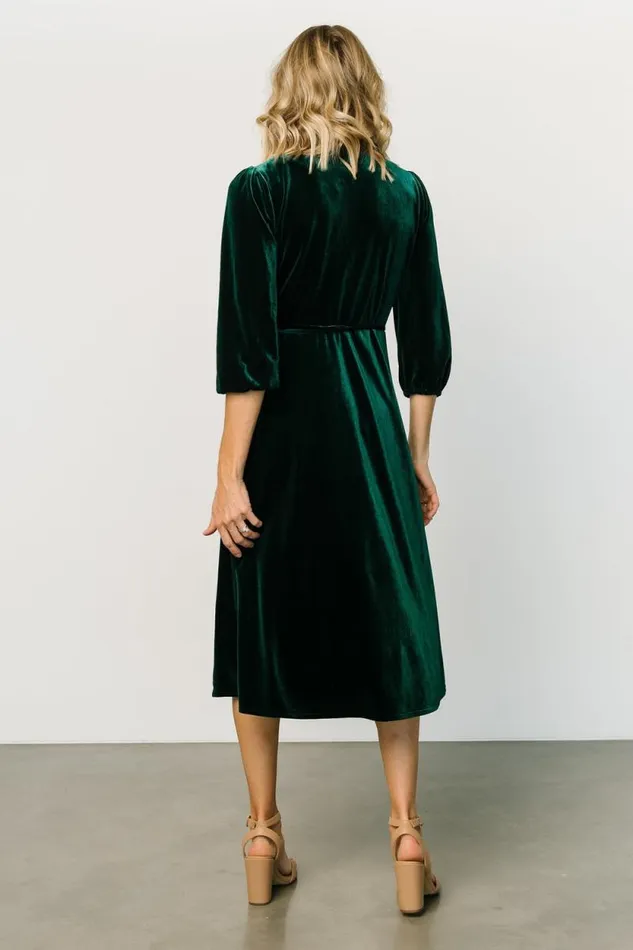 Women Beckinsale Velvet Wrap Dress Dark Green Baltic Born Midi Dresses Women Beckinsale Velvet Wrap Dress Dark Green Baltic Born Midi Dresses
