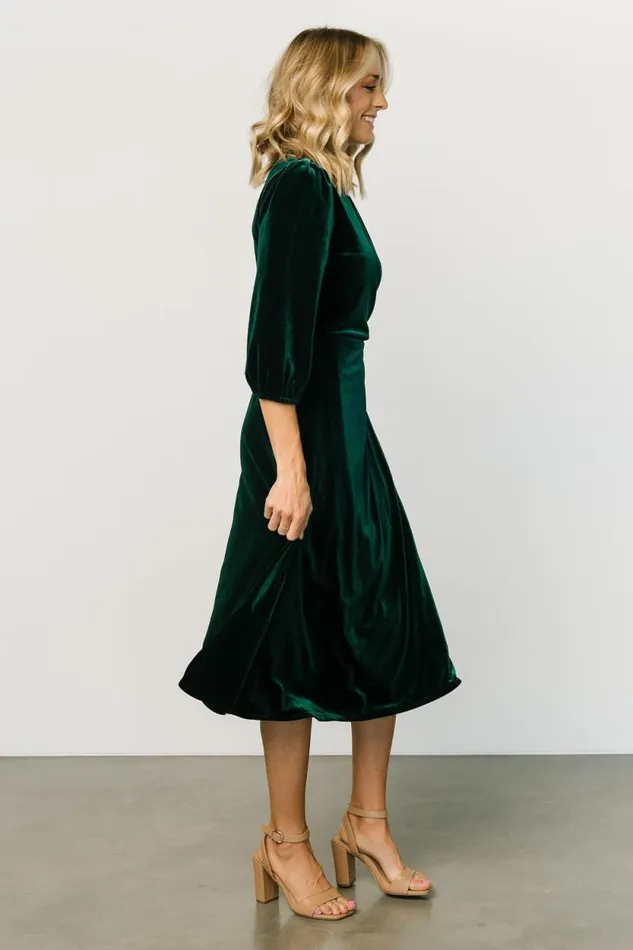 Women Beckinsale Velvet Wrap Dress Dark Green Baltic Born Midi Dresses Women Beckinsale Velvet Wrap Dress Dark Green Baltic Born Midi Dresses