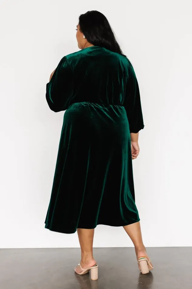 Women Beckinsale Velvet Wrap Dress Dark Green Baltic Born Midi Dresses Women Beckinsale Velvet Wrap Dress Dark Green Baltic Born Midi Dresses