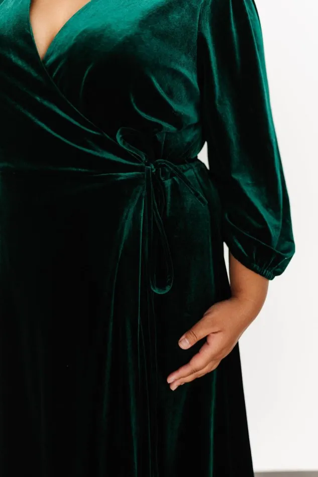 Women Beckinsale Velvet Wrap Dress Dark Green Baltic Born Midi Dresses Women Beckinsale Velvet Wrap Dress Dark Green Baltic Born Midi Dresses